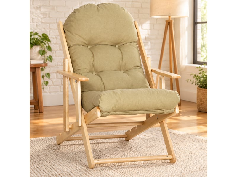  Fauteuil relax pliable marron en tissu aspect lin, dossier réglable 3 positions  - Conforama E