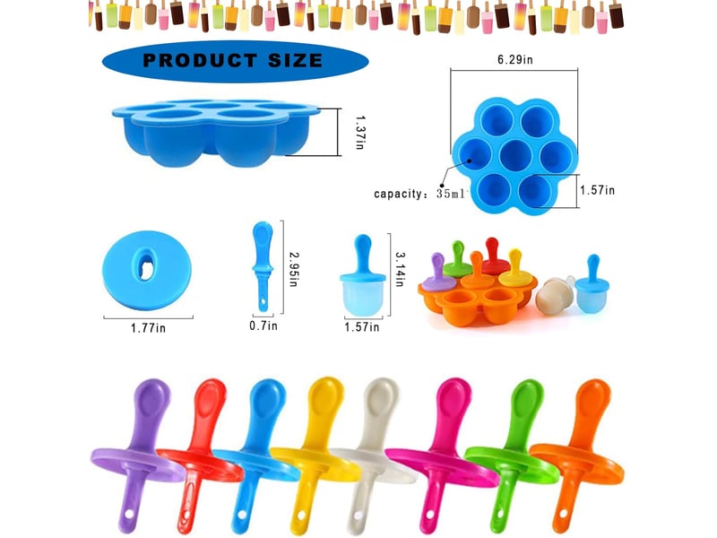  2 mini moules à glace en silicone - moule à crème glacée diy, popsicle maison, pour fruits ou yaourt (bleu + orange)  - Conforama B