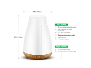 Diffuseur d'huiles essentielles 100ml – avec 7 lumières led
