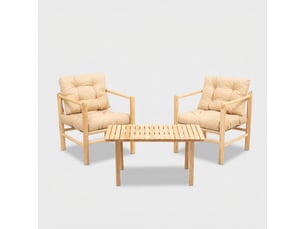 Ensemble salon de jardin en bois avec table basse elvar - crème