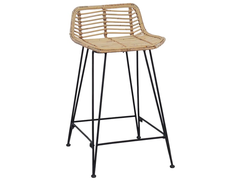  Lot de 2 tabouret de bar, chaise de bar naturel 44x45x76 cm rattan et acier  - Conforama A