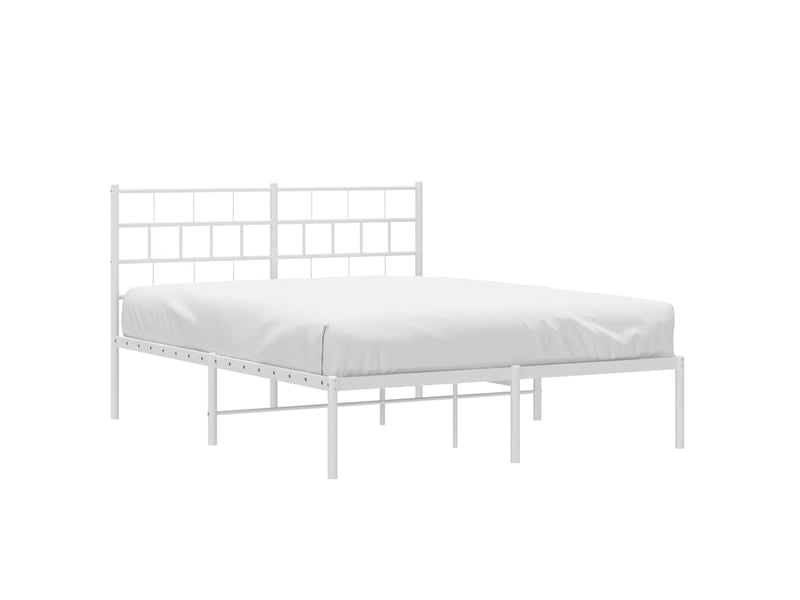  Lit double- lit adulte -  cadre de lit métal sans matelas et tête de lit blanc 150x200 cm  - Conforama B