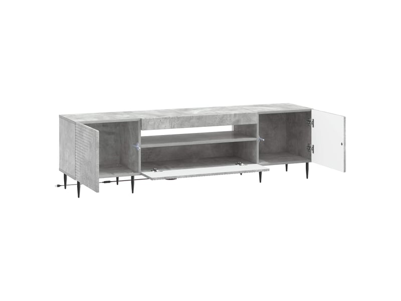  Meuble tv - banc tv - meuble de rangement led gris béton bois d'ingénierie  - Conforama E