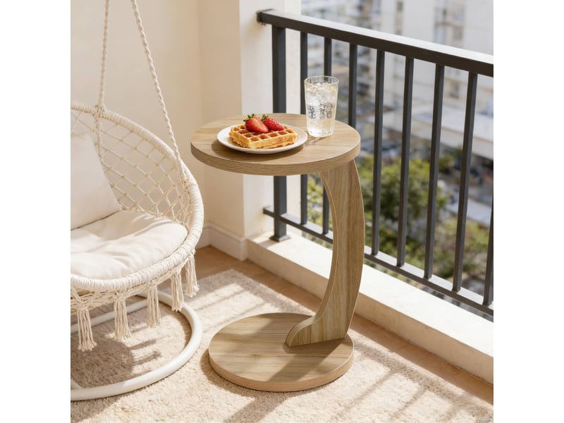  Table d'appoint c ronde 38x55 cm en mdf coloris chêne clair  - Conforama D