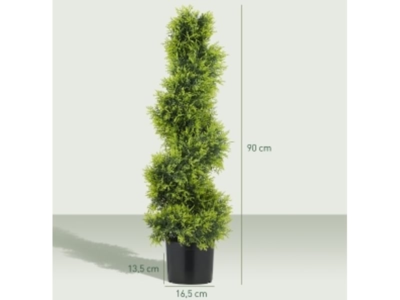 Plante artificielle spirale avec feuillage dense sans entretien pour intérieur et extérieur en plastique vert 90 cm - Conforama D