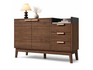 Buffet 2 porte(s)  3 tiroir(s) OKMYHOME  - 120 cm coloris bois foncé 