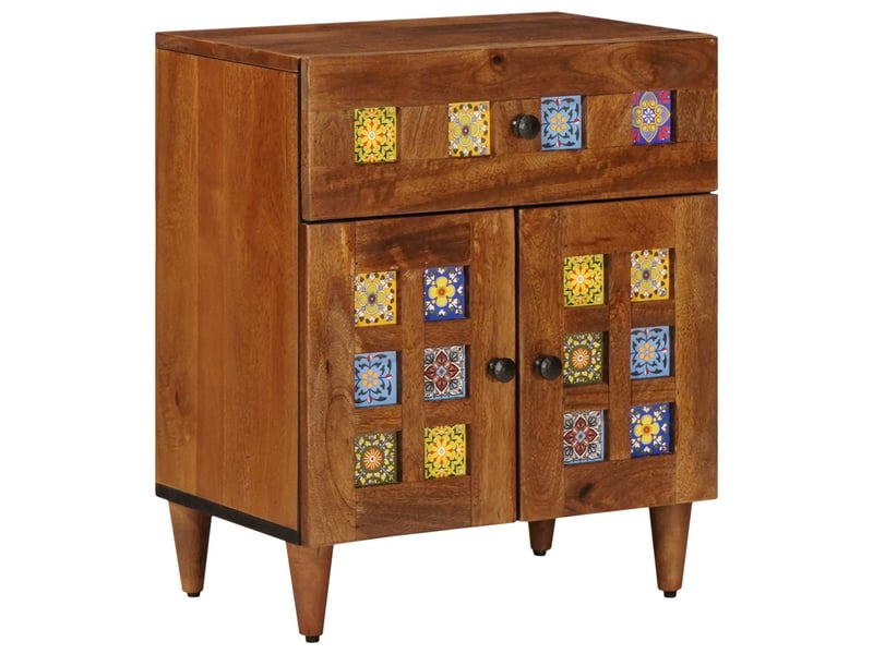Table de chevet - cabinet de chevet - table de nuit marron 50 x 33 x 60 cm bois de mangue massif - Conforama A
