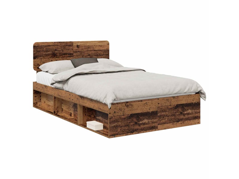 Lit double- lit adulte - cadre de lit bois ancien 120 x 190 cm pin massif - Conforama A