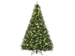 Sapin de noël artificiel de 210 cm avec 700 led blanc chaud, 2154 branches, socle pliable en métal vert