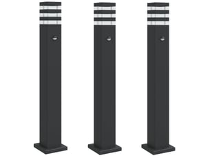 Lampadaires d'extérieur avec capteur 3 pcs 80 cm aluminium noir 02_0042566