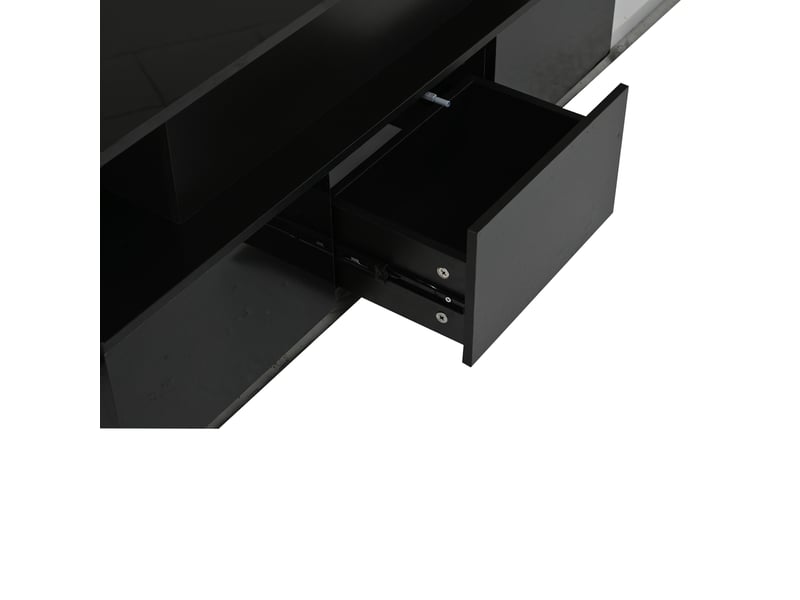  Table basse relevable 100x50x40 cm en mdf avec 4 tiroirs, rangement caché, led et usb noire chicfurn  - Conforama E