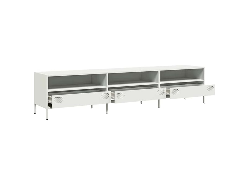  Meuble tv - banc tv - meuble de rangement blanc 202x39x43,5 cm acier laminé à froid  - Conforama E