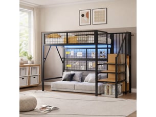 Lit mezzanine 90x200 cm <strong></strong>  <strong></strong> coloris noir