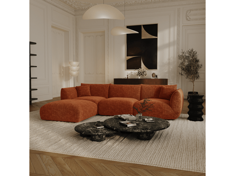  Canapé d'angle modulable 6 places en velours chenillé nooma NOOMA - Conforama B