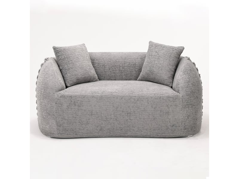  Canapé 2 places courbé duboisdesign série baseball tissu chenille  gris 155×67×90 cm  - Conforama A