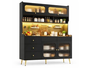 Buffet 4 porte(s)  5 tiroir(s) LPOSPI  - 144.9 cm coloris noir 