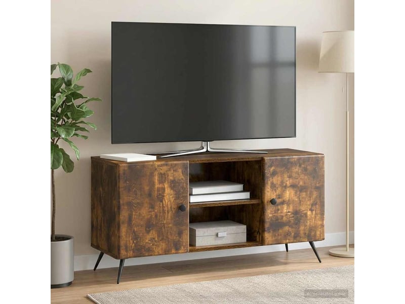  Meuble tv - banc tv - meuble de rangement 102 x 34,5 x 50 cm chêne fumé bois d'ingénierie  - Conforama B