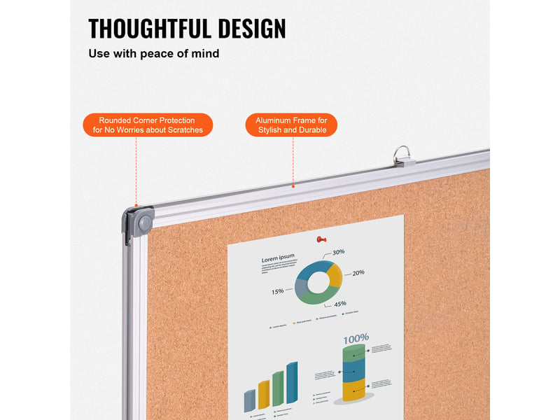  Vevor tableau liège expansif 48x36, mural, éducatif, résidentiel.  - Conforama E