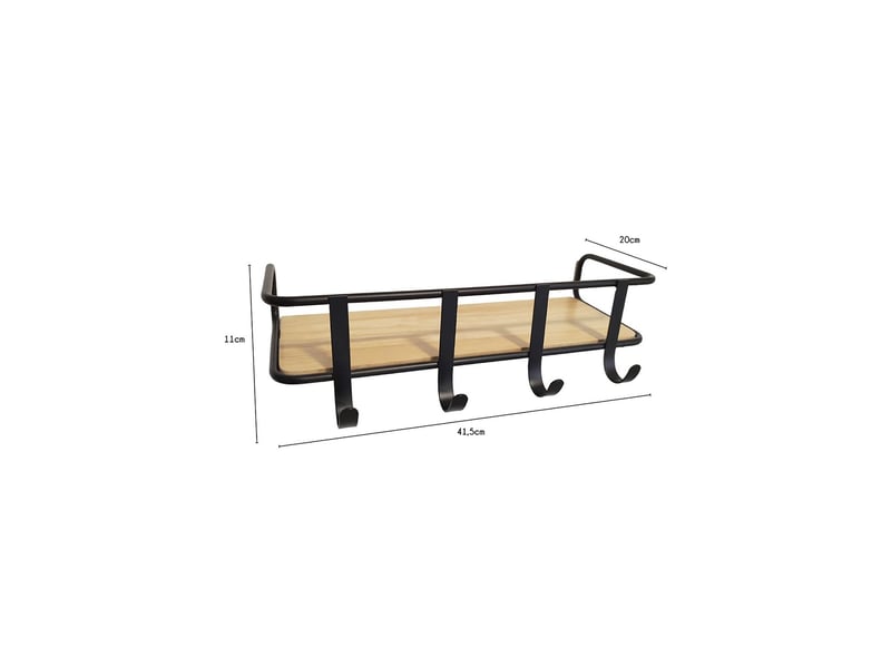 Porte-manteaux mural étagère métal noir effet bois 41,5 x 20 x 11 cm 50848 - Conforama B