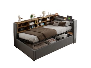 Lit coffre 90x200 cm OKWISH coloris gris