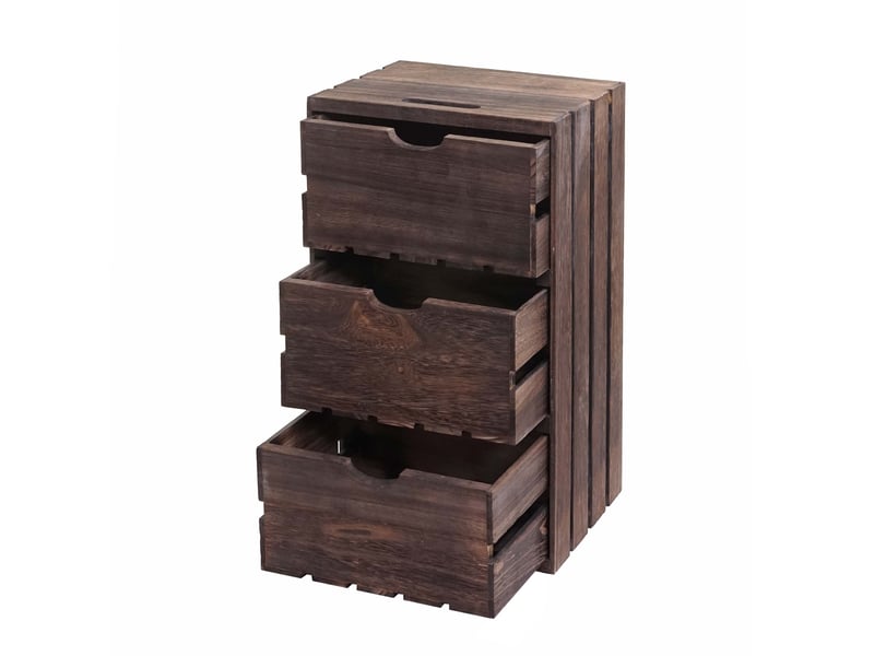  Commode hwc-c62, commode en bois, aspect miteux vintage 3 tiroirs 53x32x26cm - marron  - Conforama A