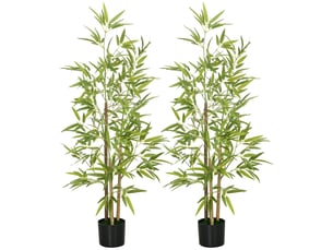 Lot de 2 bambous artificiels 3 troncs en pot vert h 120 cm