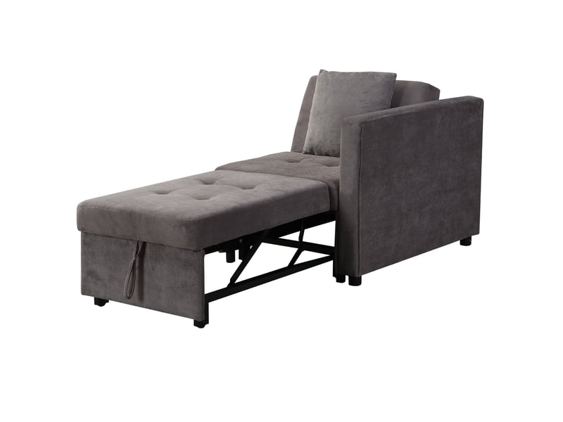  Canapé-lit 3-en-1 gris foncé en tissu de lin avec led, usb et type-c  - Conforama A