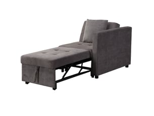Canapé-lit 3-en-1 gris foncé en tissu de lin avec led, usb et type-c