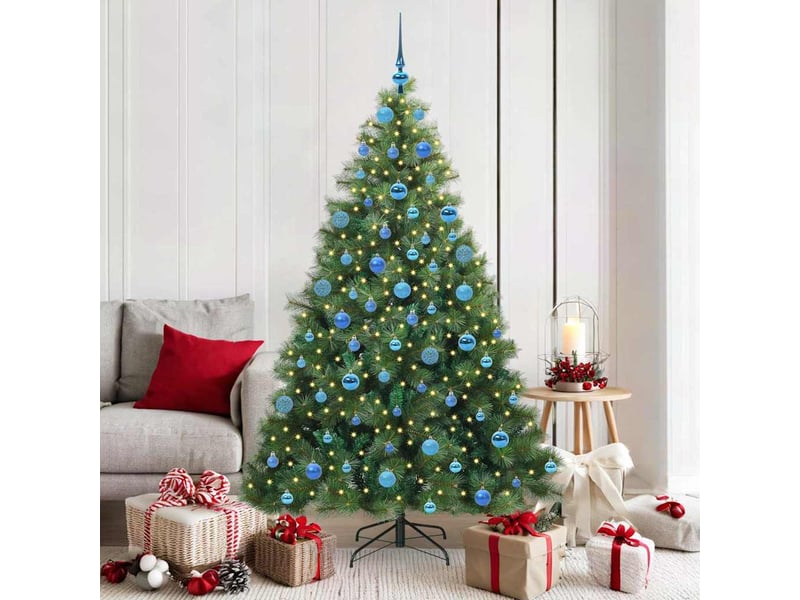  Sapin de noël artificiel, arbre de noël avec 300 led vert 180 cm pe et pvc shl5599  - Conforama B