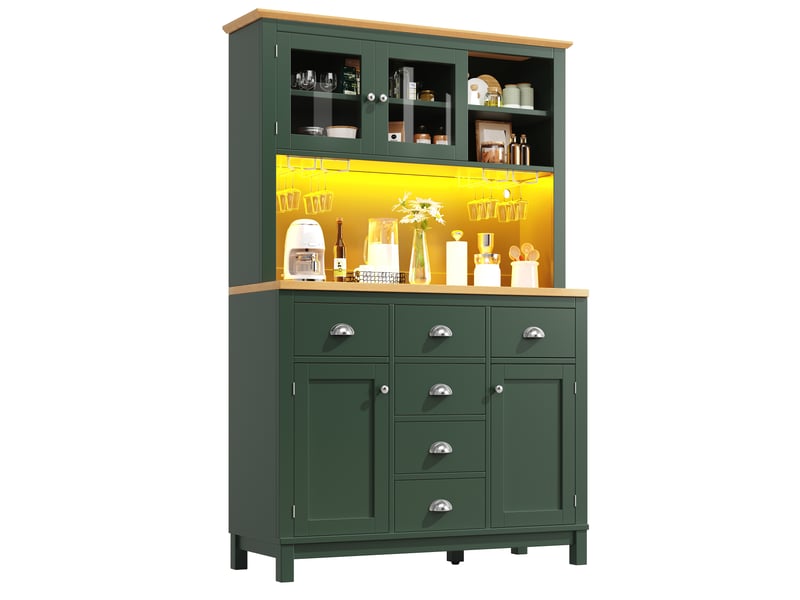  Buffet de cuisine 4 portes avec éclairage led en mdf 104 x 40 x 180 cm N620GG260115D - Conforama A