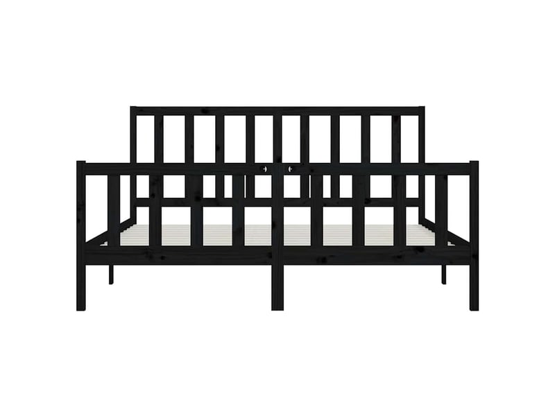  Lit double- lit adulte -  cadre de lit sans matelas noir 200x200 cm bois massif  - Conforama D