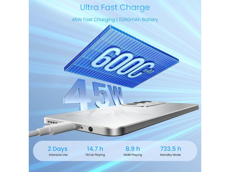  Smartphone realme c71 4g 6+128 go blanc, écran 6,67 120 hz, 6000 mah, 45 w, 50 mp, ip54  - Conforama C
