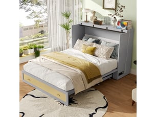 Lit escamotable 140x200 cm <strong>MERAX</strong>  <strong>lit enfant gris</strong> coloris gris