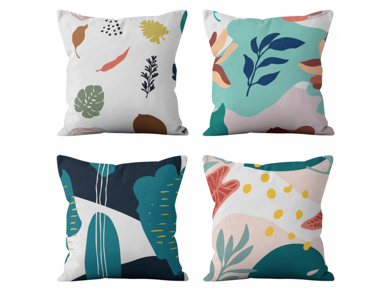  Lot de 4 housse de coussin - lot de 4 45 x 45 cm housse de coussin, housse coussinhousses de coussin taie d'oreiller décoratif canapé pour chambre, canapé, chaise, lit, jardin les pla, vert  - Conforama A