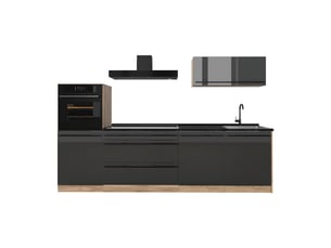 Vicco cuisine, anthracite haute brillancechêne doré, 280cm plan de travail anthracite