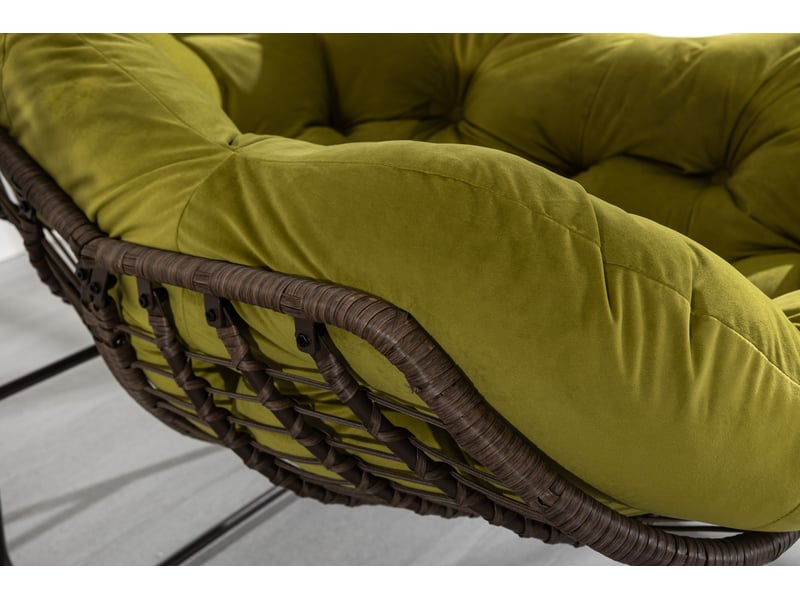  Fauteuil à bascule d'extérieur en rotin synthétique et acier vert olive W2021P459128 - Conforama D