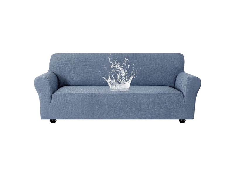  Housse de canapé imperméable 3 places avec accoudoirs bleu grise 185-215cm  - Conforama A