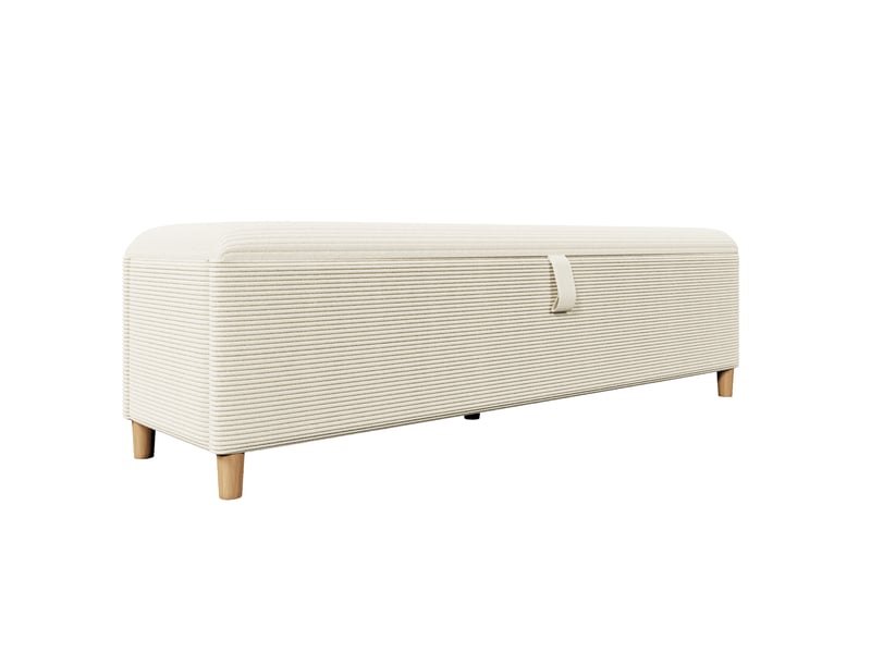  Banc coffre de lit avec rangement hydraulique velours côtelé beige 165x38x46 cm N616P312777A - Conforama B