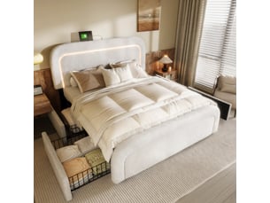 Lit avec rangement 140x200 cm Fay Lum coloris blanc