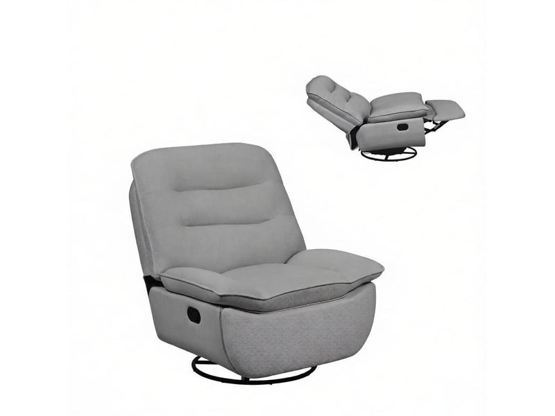  Chaise relax pivotante 1 place en tissu gris foncé, avec repose-pieds, balancement et rangement  - Conforama A