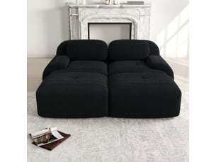Canapé modulable, canapé 2 places, en velours tricoté, noir, sans structure, pour salon, mobilier pour espace de vie, chambre