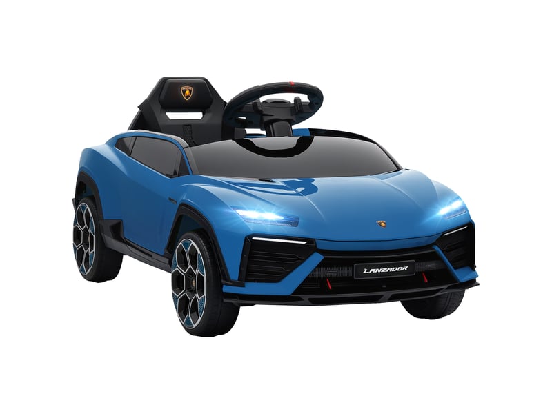  Voiture électrique lamborghini sous licence pour enfants de 3 ans et plus, batterie 12 v, télécommande 2,4 ghz, double moteur, bleue  - Conforama A