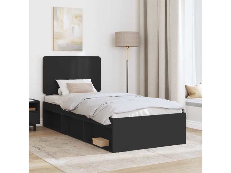  Lit simple- lit adulte -  cadre de lit noir 100 x 200 cm bois de pin massif  - Conforama B