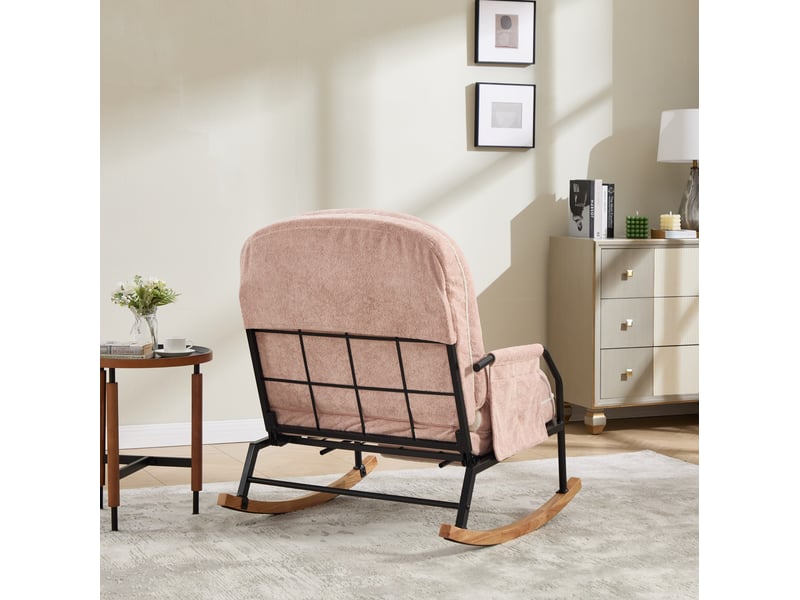  Fauteuil à bascule inclinable modenvie 80 x 87 x 95 cm avec repose-pieds, fausse fourrure rose  - Conforama E