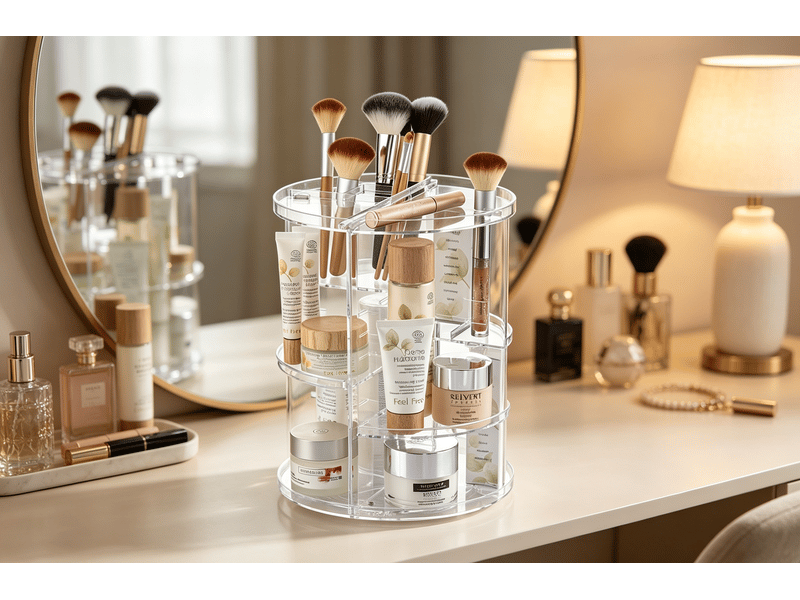 Organiseur de maquillage rotatif rolkup innovagoods transparent 30 cm V0103592 - Conforama C