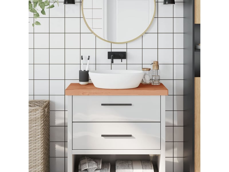 Comptoir de salle de bain, plan de travail 80x40x4 cm bois massif de hêtre cf65771 - Conforama B