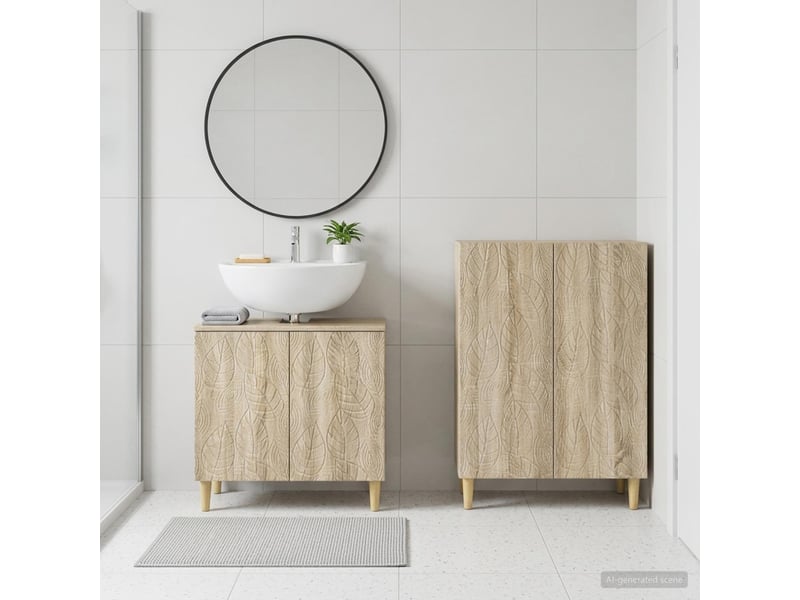 Ensemble de 2 meubles de salle de bain delft chêne sonoma cf63117 - Conforama C