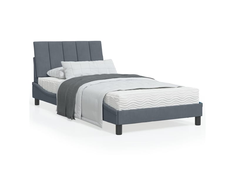  Lit avec matelas hanko gris foncé 100x200 cm velours  - Conforama B