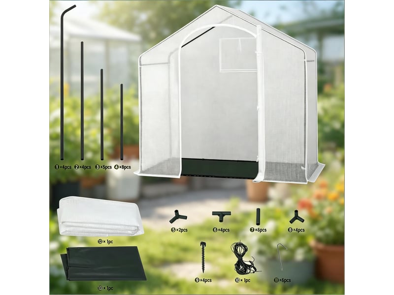  Serre de terrasse avec porte zippée enroulable, serre d’hiver pour plantes, extérieur  - Conforama D