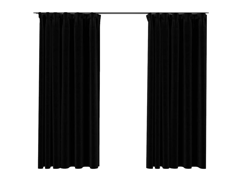  Lot de 2 rideaux occultants, rideaux black-out aspect lin avec crochets noir 140x175cm cf44515  - Conforama A
